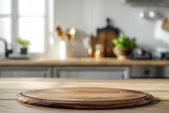 Rustic Wooden Cutting Board in a Kitchen Setting