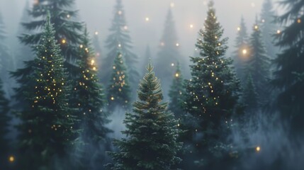 Enchanted Christmas Forest with Twinkling Lights