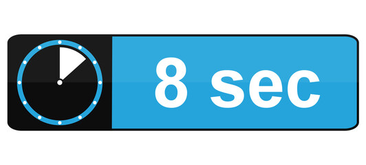 8 Sekunden - Blau schwarzer Banner Button mit Zeit