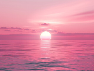 Pink Sunset Image on the Sea