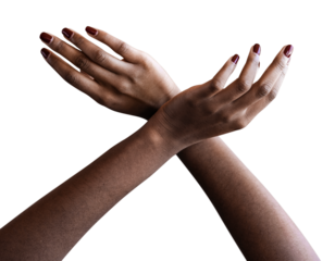 Two hands crossing transparent png