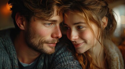 Young Couple Sharing a Close, Intimate Moment Together