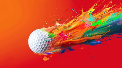 Golf Ball Exploding in a Rainbow of Colors