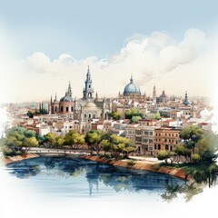 Fototapeta premium colorful poster of the Seville city