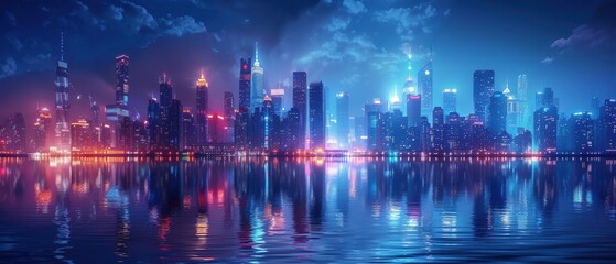 Neon Cityscape Reflection.