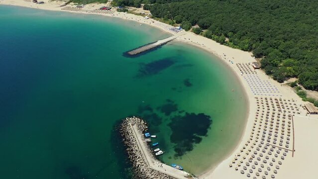 Aerial view to beautiful Perla beach near to Primorsko, Bulgaria