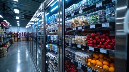 Fototapeta premium Refrigerated Food Section in a Grocery Store