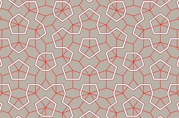 A pattern element of red and white squares and triangles