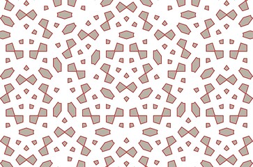 A pattern of small squares and triangles in red and gray on a white background