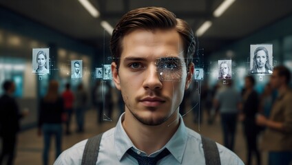 Obraz premium The ethical implications of facial recognition technology in public spaces ai-generated