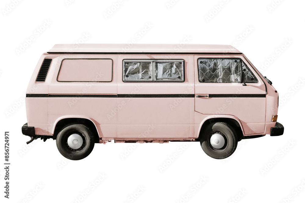 Sticker Pink van png sticker, transparent background