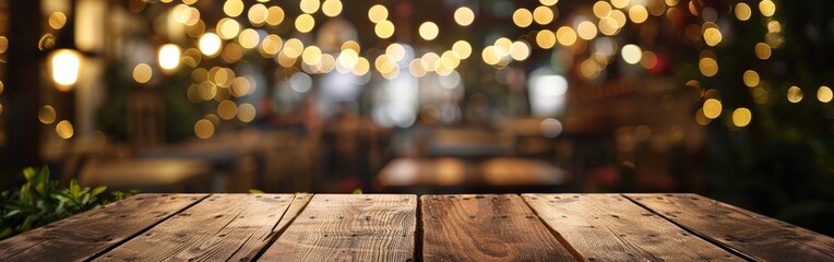 Rustic Wood Stage with Festive Lights