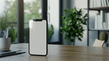 Top view of computer desk with keyboard, smartphone, stationery and coffee cup, clipping path