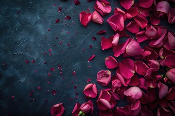 Scattered Rose Petals on Black Surface