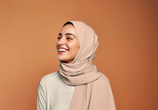 Muslim Woman Wearing Hijab Mockup With Generative AI