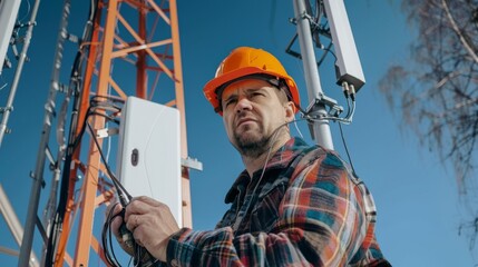 Telecommunication Worker at a Cell Tower