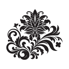 Silhouette of Floral Ornament Icon Isolated in White