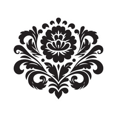 Silhouette of Floral Ornament Icon Isolated in White