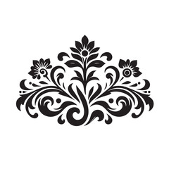 Silhouette of Floral Ornament Icon Isolated in White