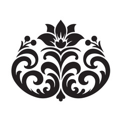 Silhouette of Floral Ornament Icon Isolated in White