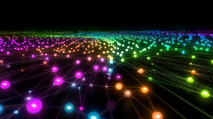 Abstract Colorful Network of Connected Glowing Points