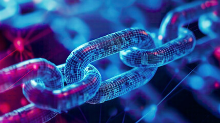 Blockchain data network neon highlights high-tech 