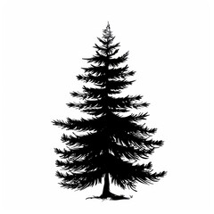 Obraz premium Christmas Trees Set, Black Pictogram Isolated on White Background, Winter Holiday Symbols. Vector