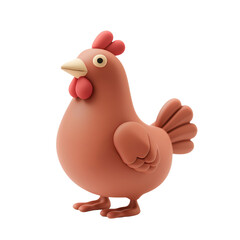 Naklejka premium 3D model of a red chicken standing with a simple design. Cute and playful appearance, ideal for animations and educational content.
