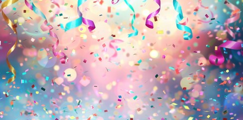 A festive banner with confetti and streamers surrounding Celebrate Teachers Day.