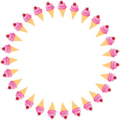 ice cream, illustration, for backgrounds and textures, frame, circle