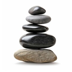 Pyramid of sea pebbles. Isolated on white background. Life balance and harmony concept