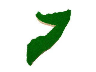 Somalia Map soil land geology cross section with green grass and Rock ground texture 3d illustration
