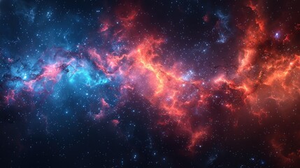Fototapeta premium Cosmic Nebula with Red and Blue Hues