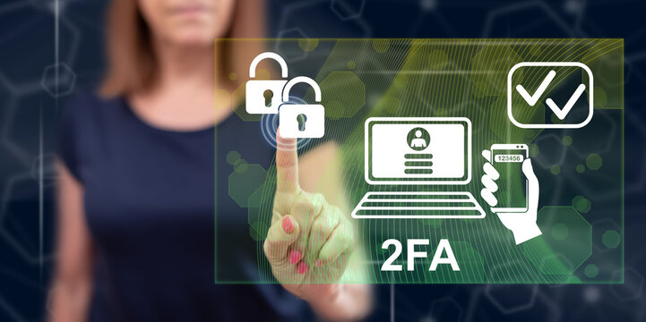 Woman touching a 2fa concept