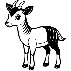 single baby nilgai line art vector 