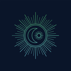 pattern sun and moon vector logo line