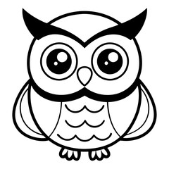 single baby owl line art vector