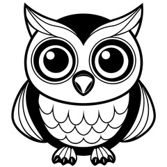 single baby owl line art vector