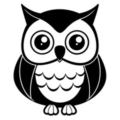 single baby owl line art vector