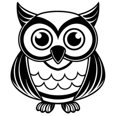 single baby owl line art vector