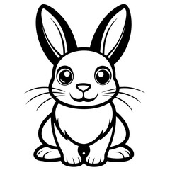 single baby rabbit line art vector