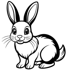 single baby rabbit line art vector