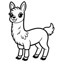 Fototapeta premium single baby vicuna line art vector