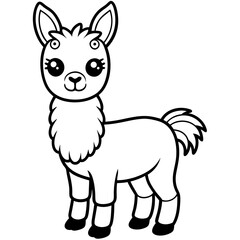 single baby vicuna line art vector