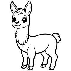 single baby vicuna line art vector