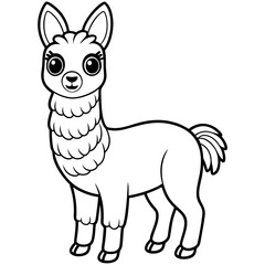 single baby vicuna line art vector