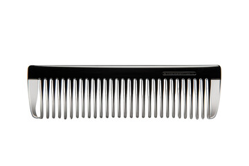 A Black And Silver Comb In The Spotlight on a Clear PNG or White Background.
