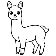 single baby vicuna line art vector