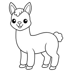 single baby vicuna line art vector
