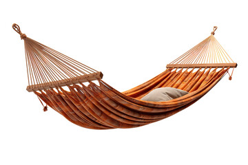 Obraz premium A Relaxing Orange Hammock Ready For A Siesta on a Clear PNG or White Background.